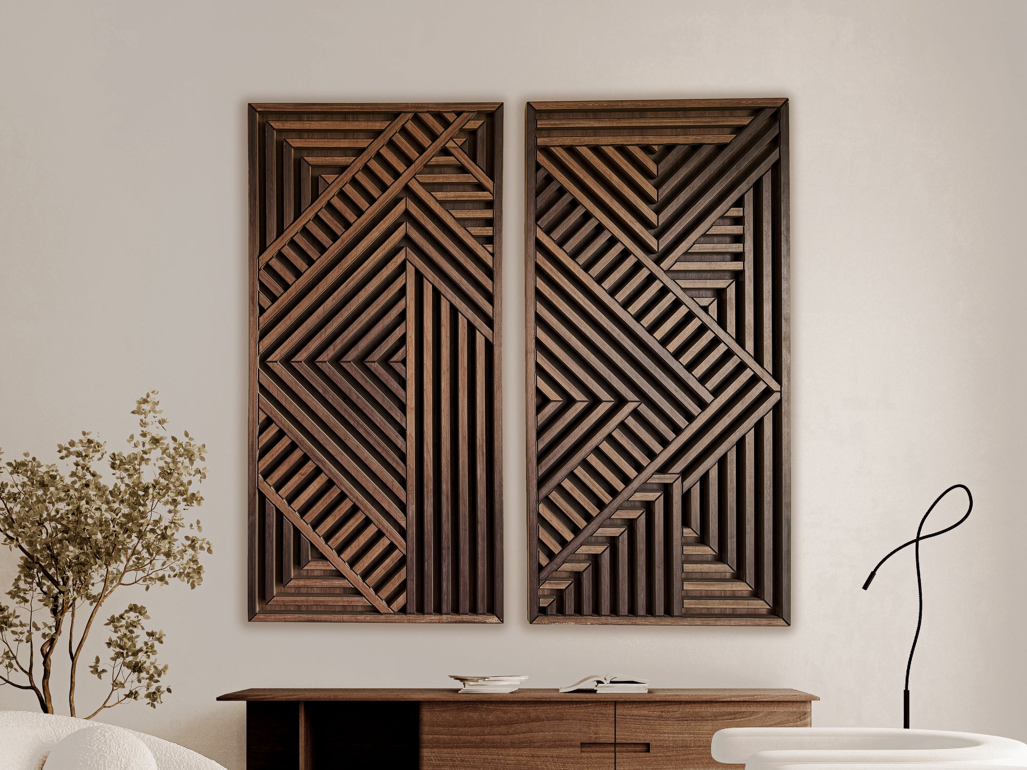 The Geometric Wood Slat series